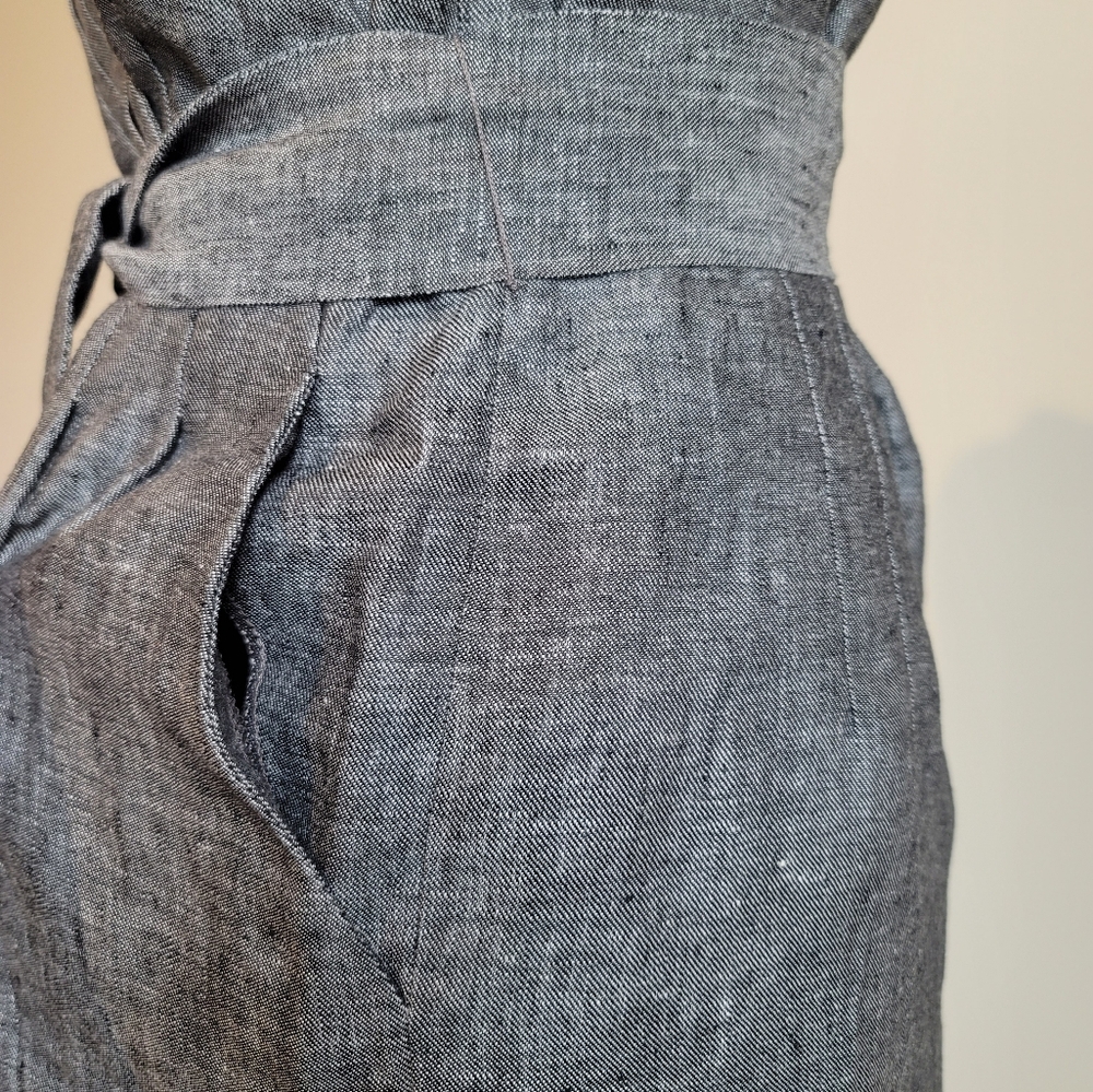 Banana Republic Sheath Dress Gray Linen Sleeveless Career Women, Size 8 - Picture 5 of 13